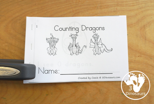 Free Dragon Counting Easy Reader Book Printable - with numbers 0 to 10 with counting different dragons on each page. A great counting book for kids in prek and kindergarten. - 3Dinosaurs.com