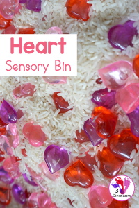 Heart Rice Sensory Bin For Kids