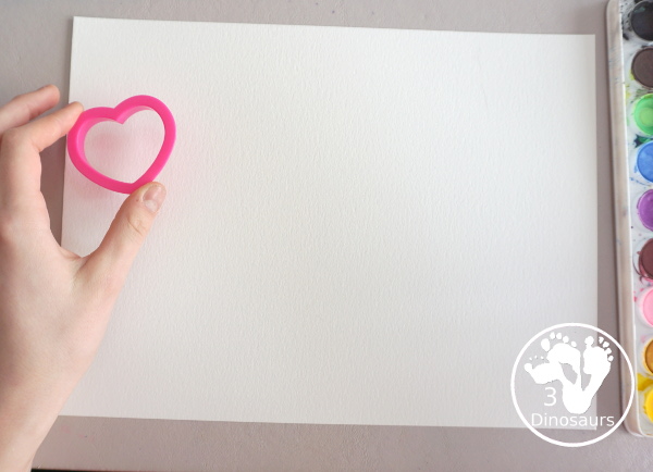 Rainbow Heart Watercolor Painting - a fun heart shape cookie cutter painting you can do with kids. - 3Dinosaurs.com