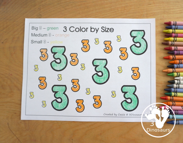 Free Romping and Roaring Number 3 Pack - with number 3 worksheets, number 3 puzzles, number 3 handwriting, number 3 dot marker worksheets and more for PreK and kindergarten age kids with a frog theme.  - 3Dinosaurs.com