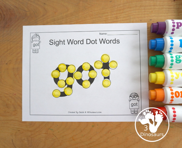 Free Romping & Roaring Third Grade Sight Words Packs Set 4: Full, Got, Grow, Hold - 6 pages of activities for each third Grade sight words: full, got, grow, hold. These are great for easy to use learning centers - 3Dinosaurs.com