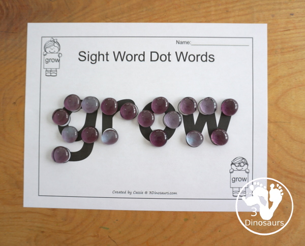 Free Romping & Roaring Third Grade Sight Words Packs Set 4: Full, Got, Grow, Hold - 6 pages of activities for each third Grade sight words: full, got, grow, hold. These are great for easy to use learning centers - 3Dinosaurs.com