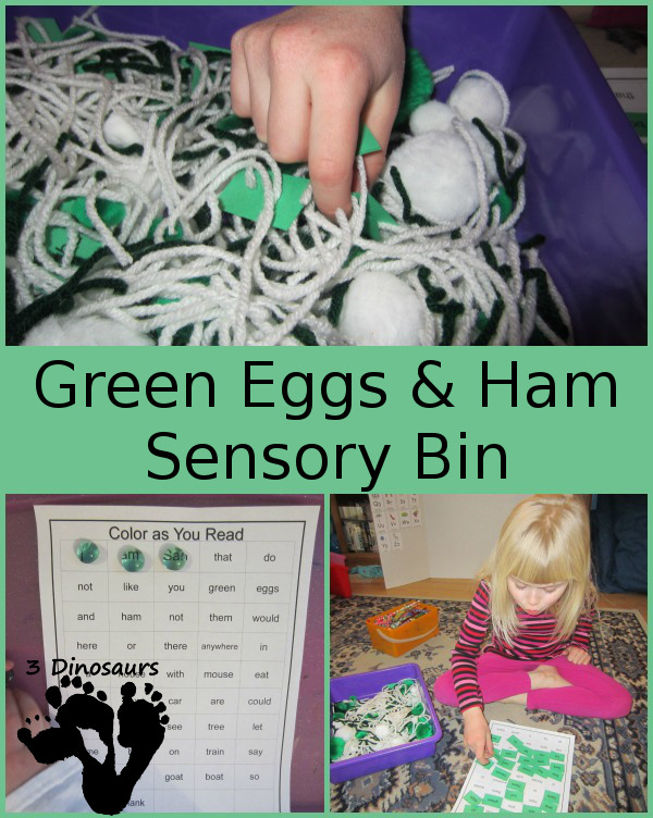 Green Eggs and Ham Sensory Bin - 3Dinosaurs.com