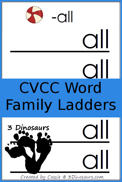 Free CVCC Word Family Ladder Printables - 3Dinosaurs.com