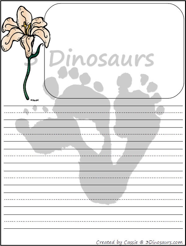 Free Flower Themed Writing Paper Printable - 3Dinosaurs.com