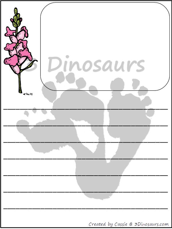 Free Flower Themed Writing Paper Printable - 3Dinosaurs.com