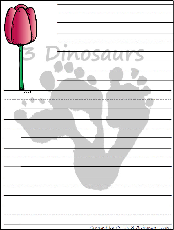 Free Flower Themed Writing Paper Printable - 3Dinosaurs.com