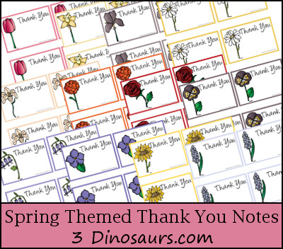 Free Spring Thank You Cards - 3Dinosaurs.com