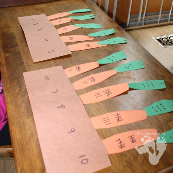 Carrot Number Matching Activity - to go with our reading the Tale of Peter Rabbit - 3Dinosaurs.com