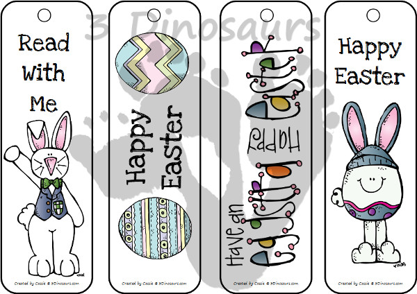 Free Easter Themed Bookmarks - 2 pages of printables - 3Dinosaurs.com