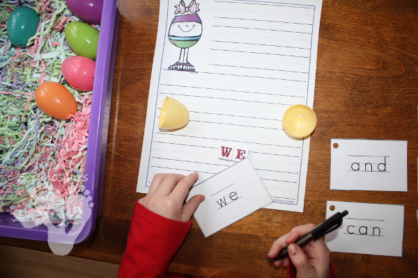 Easter Egg Sight Word Matching - hands-on matching and writing activity - 3Dinosaurs.com