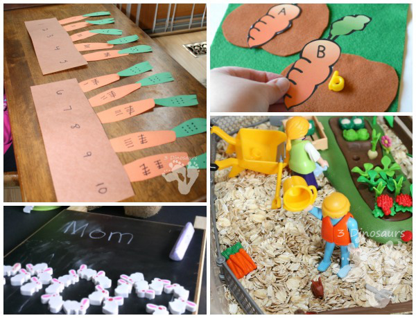13 Peter Rabbit Activities - Virtual Book Club Activities - abc, numbers, science, cooking, sensory, color, and fine motor - 3Dinosaurs.com