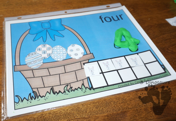 Free Easter Egg Counting Mats: 1 to 10 - hands-on math with playdough number and ten frames - 3Dinosaurs.com
