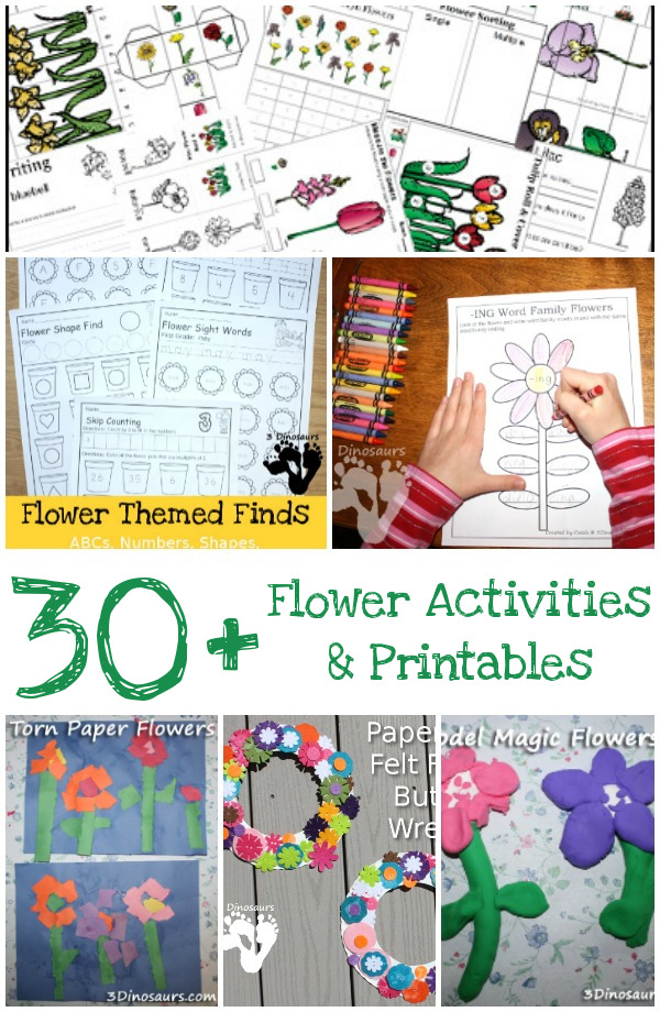 Flower Printables & Activities on 3 Dinosaurs