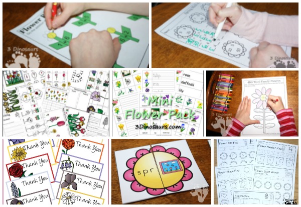 40+ Flower Printables and Activities from 3 Dinosaurs - a mix of printables, crafts, painting, sensory bins and more - 3Dinosaurs.com