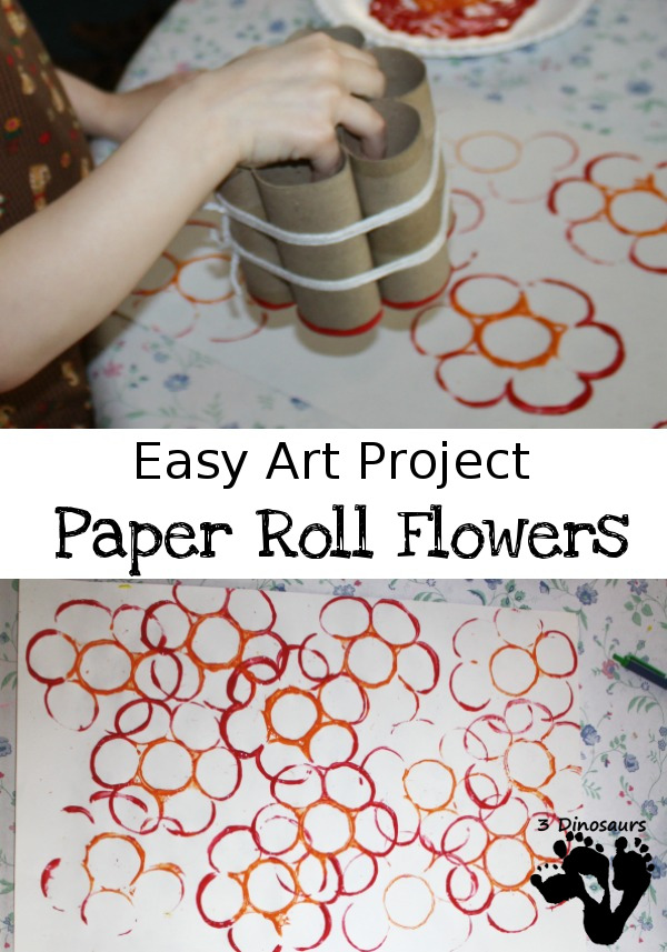  Paper Roll Flowers  - a simple flower craft using paper, paints and paper rolls - 3Dinosaurs.com