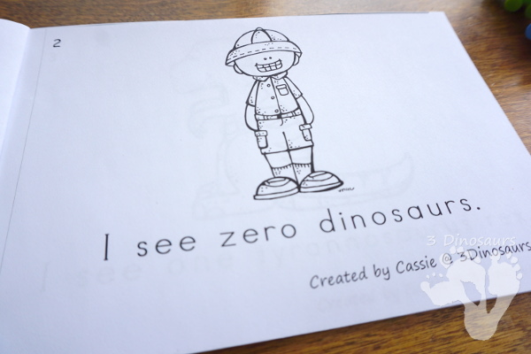 FREE Dinosaur Number Counting Book For Kids - work on numbers 0 to 10 with a dinosaur theme - 3Dinosaurs.com