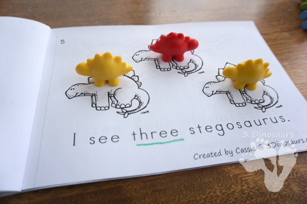 FREE Dinosaur Number Counting Book For Kids - work on numbers 0 to 10 with a dinosaur theme - 3Dinosaurs.com