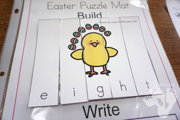 Free Hands-On Learning With Easter Themed Number Word Puzzles - numbers 0 to 10 word puzzles for kids to do hands-on spelling - 3Dinosaurs.com #handsonlearning #easterprintablesforkids #printablesforkids