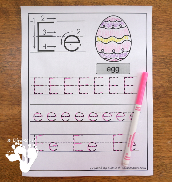Free Fun Easter Themed ABC Tracing Sheets In Print and Cursive - 7 pages for both print and cursive - 3Dinosaurs.com #noprep #easterprintablesforkids #printablesforkids