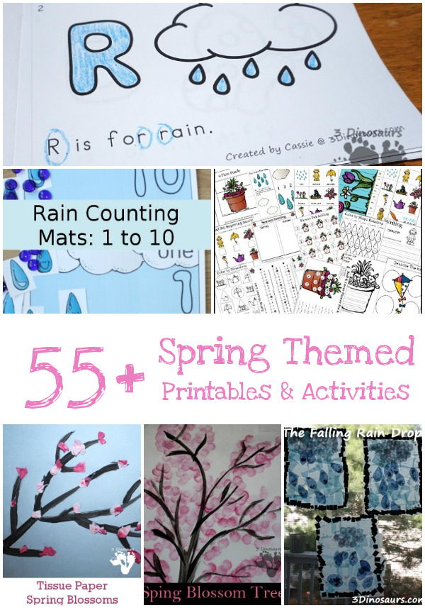 Spring Printables & Activites on 3 Dinosaurs