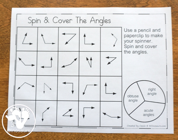 Free Angles Spin and Cover - to work on right angles, acute angles and obtuse angles for geometry - 3Dinosaurs.com