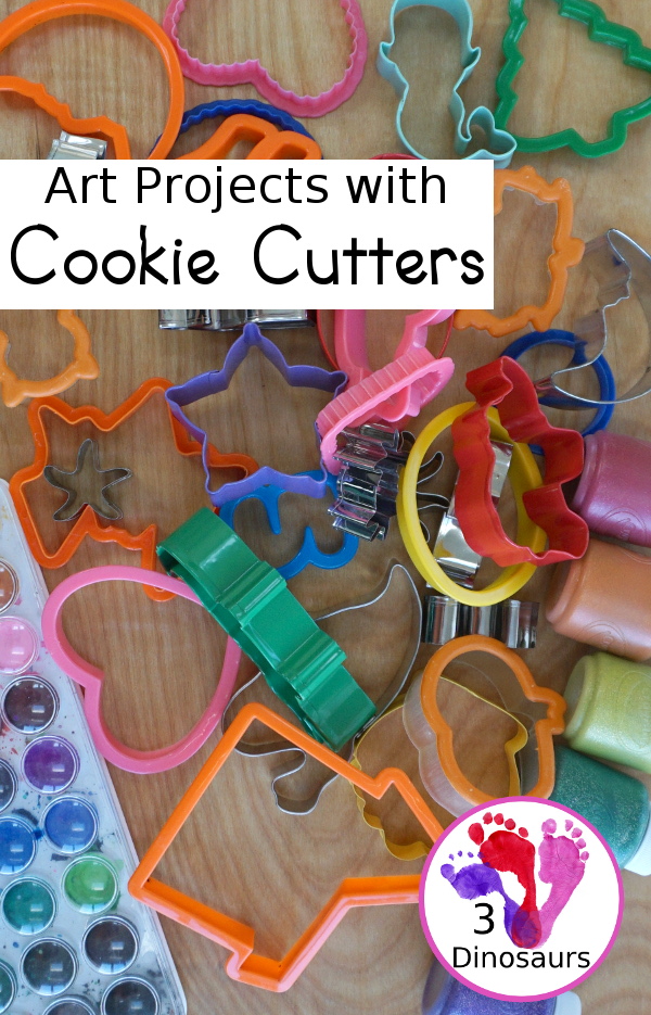 Painting with Cookie Cutters - easy to do art projects with cookie cutters with little to no prep needed - 3Dinosaurs.com