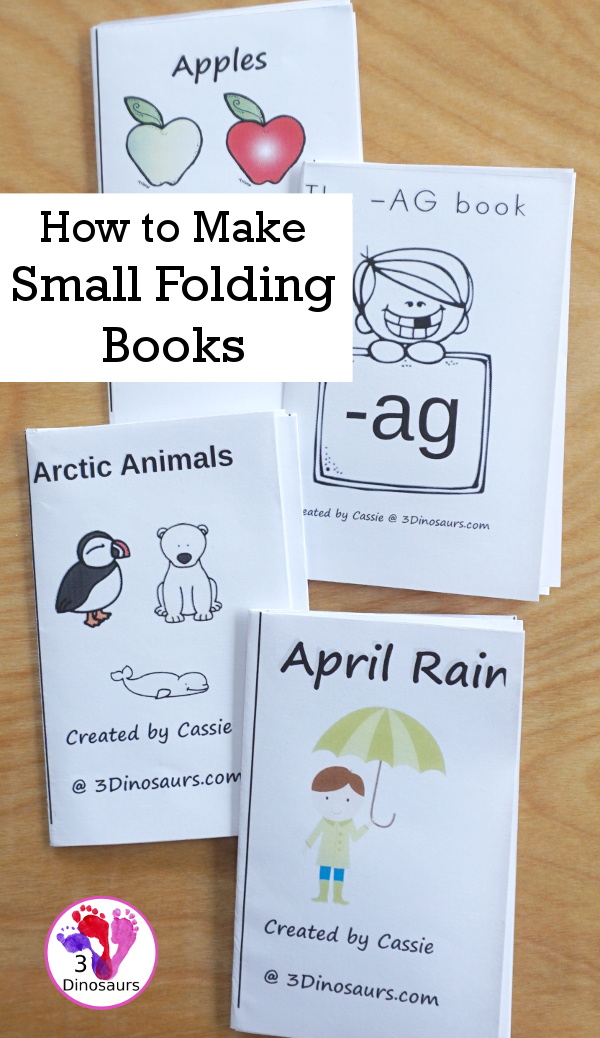 Using Printables: How to Make the Small Book - how to make the 8-page books out of one piece of paper - 3Dinosaurs.com