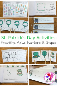 St Patrick’s Day Prewriting, ABCs, Numbers & Shapes