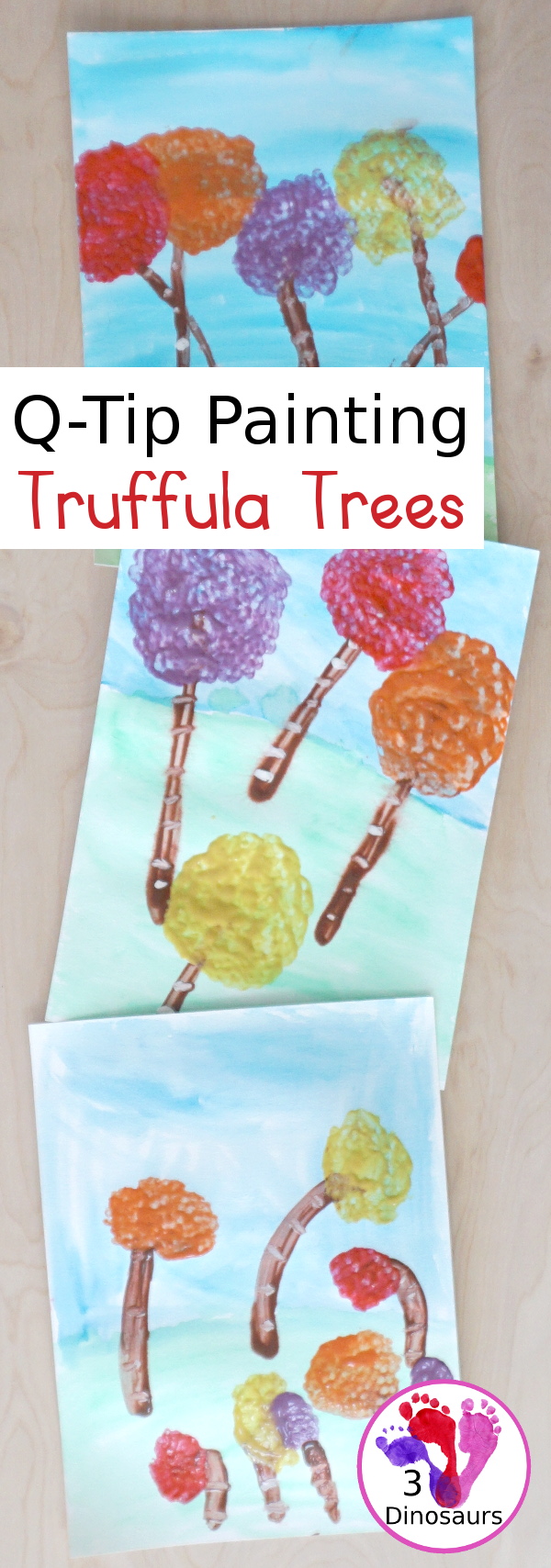 Q-Tip Painted: Truffula Tree -a fun painting project to go with the book the Lorax - 3Dinosaurs.com