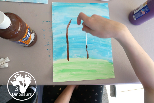 Q-Tip Painted: Truffula Tree -a fun painting project to go with the book the Lorax - 3Dinosaurs.com