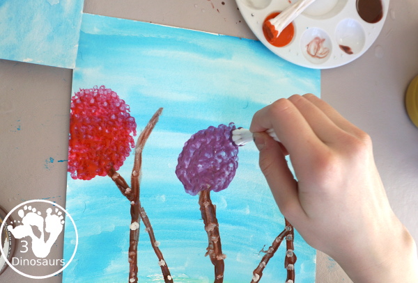 Q-Tip Painted: Truffula Tree -a fun painting project to go with the book the Lorax - 3Dinosaurs.com