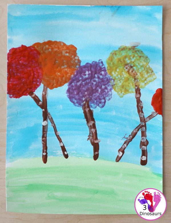 Q-Tip Painted: Truffula Tree -a fun painting project to go with the book the Lorax - 3Dinosaurs.com