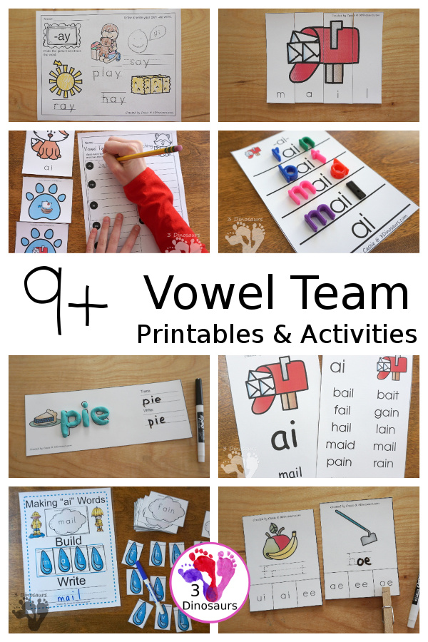 Vowel Team Activities & Printables on 3Dinosaurs.com