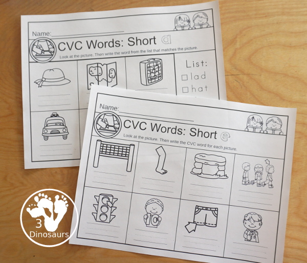 CVC Word Write the Word Selling Set - 65 pages of CVC word writing worksheets for kids to work on CVC words - 3Dinosaurs.com