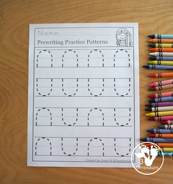 Free Prewriting Practice Patterns - Several pages of different patterns to practice with prewriting in the - 3Dinosaurs.com