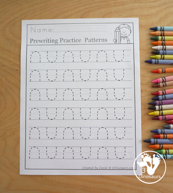 Free Prewriting Practice Patterns - Several pages of different patterns to practice with prewriting in the - 3Dinosaurs.com