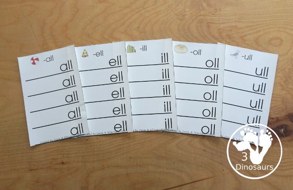 Free CVCC Word Family Ladder Printables - with  -ll, -ng, -nd, -st, -nk, -mp  consonants blend endings and -ck digraph ending with 5 words to build for each ending - 3Dinosaurs.com