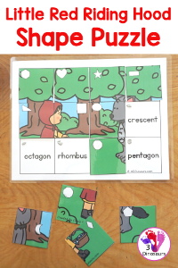 Free Little Red Riding Hood Shape Puzzle Printable