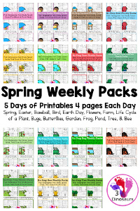 12 No-Prep Weekly Packs for the Spring for Prek to 4th Grade