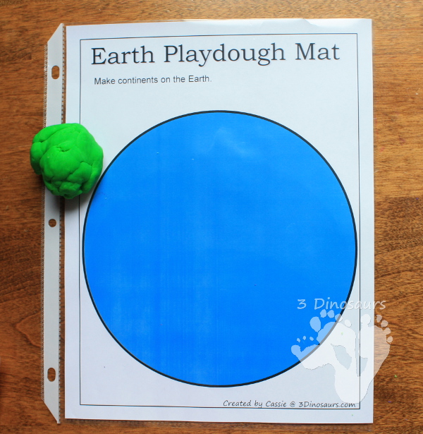 Free Earth Day Playdough Mats - setting up the Earth Day playdough mats - 3Dinosaurs.com
