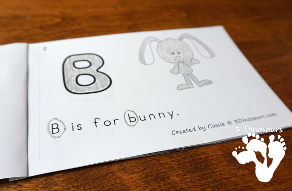 Free Easter ABC Themed Easy Reader Book - with 8 pages with fun beginning sounds - 3Dinosaurs.com