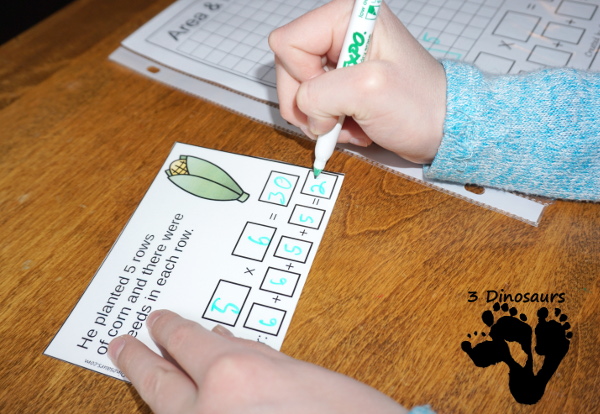 Free Garden Themed Area & Perimeter Cards - with fill in for area and perimeter there are 4 pages of printables - 3Dinosaurs.com