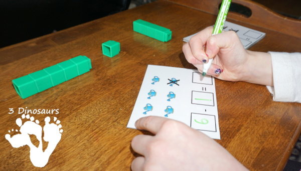 Free Garden Themed Subtraction Cards For Math Centers - 4 pages of printables - 3Dinosaurs.com