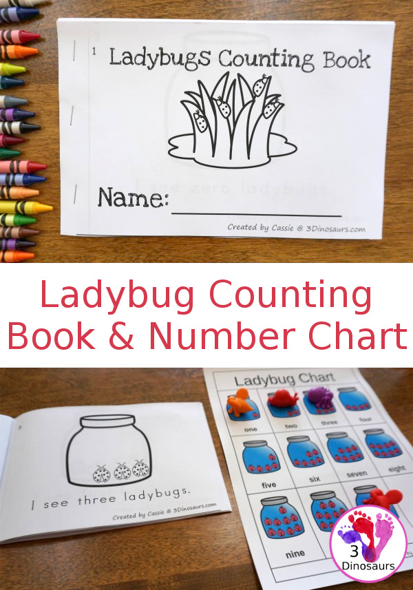 Free Ladybug Number Counting Book & Chart - numbers 0 to 10 with matching number chart - 3Dinosaurs.com