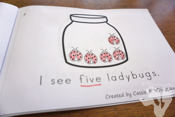 Free Ladybug Number Counting Book & Chart - numbers 0 to 10 with matching number chart - 3Dinosaurs.com