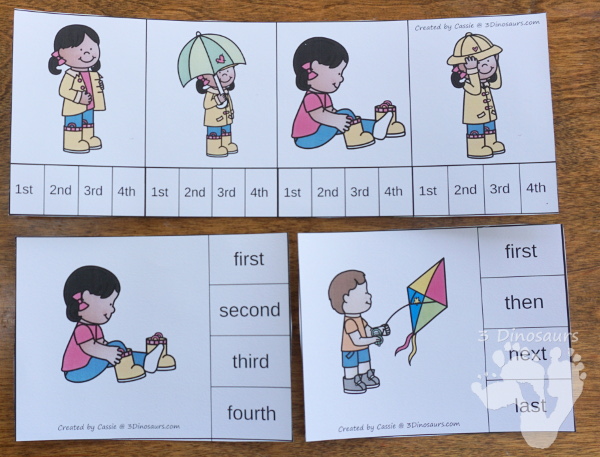 Spring Sequencing Sets -  with clip cards, task cards, no-prep worksheets and easy reader books $ - 3Dinosaurs.com #printablesforkids #sequencingforkids #springprintables #tpt #teacherspayteachers