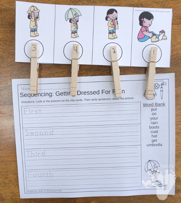 Spring Sequencing Sets -  with clip cards, task cards, no-prep worksheets and easy reader books $ - 3Dinosaurs.com #printablesforkids #sequencingforkids #springprintables #tpt #teacherspayteachers