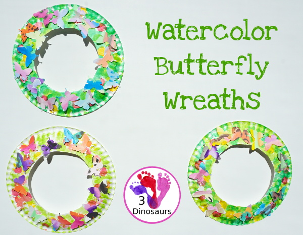 Fun To Make Watercolor Butterfly Wreaths - fun painting and craft activity with a butterfly theme - 3Dinosaurs.com