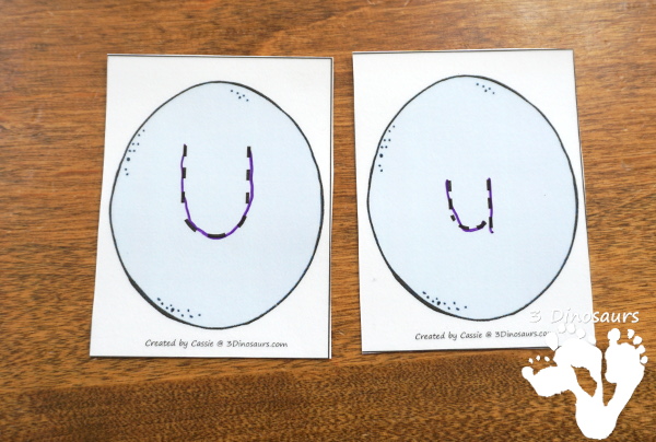 Free Easter Egg ABC Tracing & Matching: Print & Cursive - all 26 letters with uppercase and lowercase cards in print and cursive for different levels of learning fun. It also included tracing options - 3Dinosaurs.com